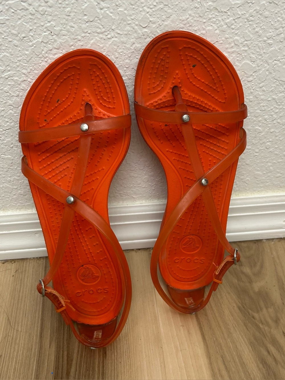 Crocs Really Sexi Sandals Women’s Vibrant Orange Translucent Straps Size 6